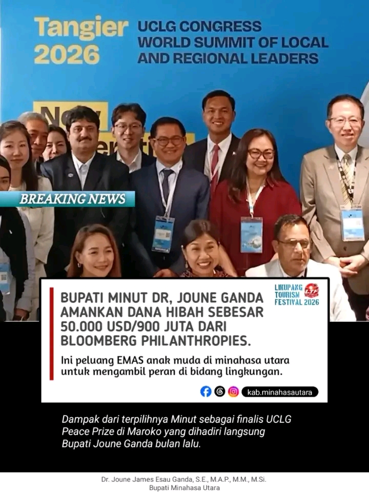 Minahasa Utara Ukir Sejarah di UCLG World Congress 2026, Joune Ganda Bawa Nama Indonesia ke Panggung Dunia